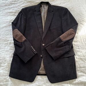 Chaps Black Corduroy Blazer with Brown Suede Detail 44R